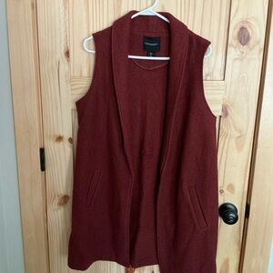 Cynthia Rowley Burnt Red/Burgundy Wool Open Vest.